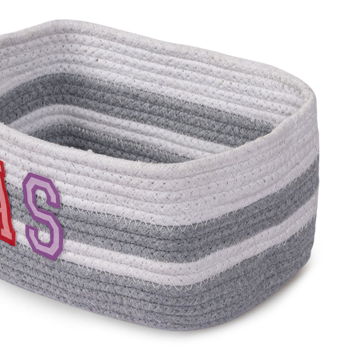 Cotton Rope 'Transport Trail' Extra-Small Rectangular Grey Toy Storage Basket