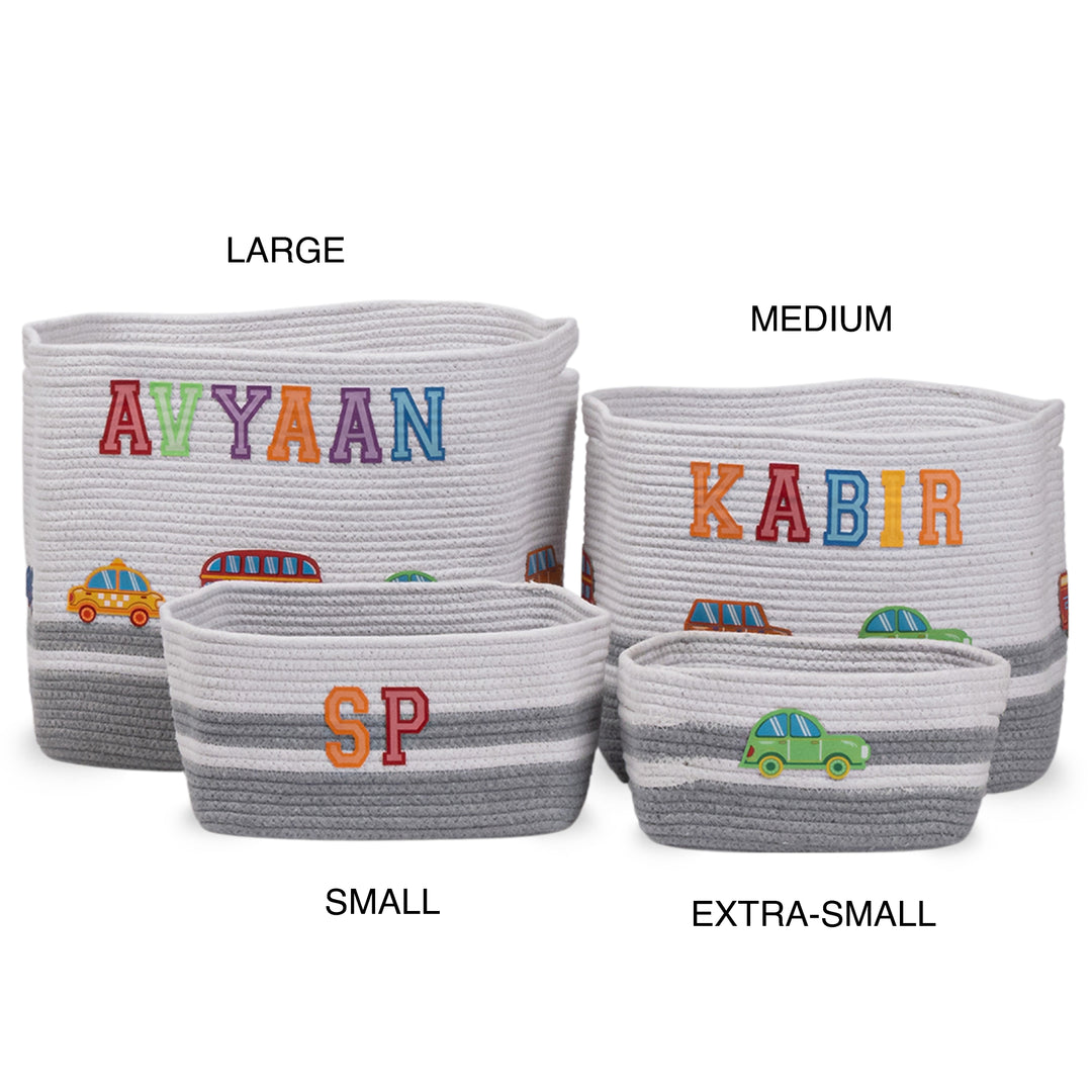 Cotton Rope 'Transport Trail' Small Rectangular Grey Toy Storage Basket
