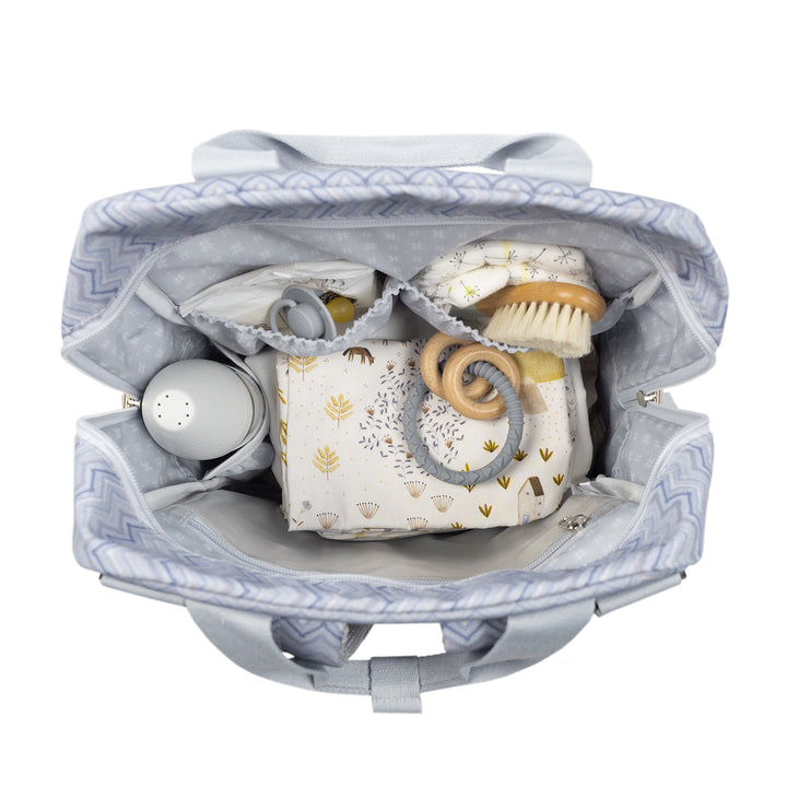 Zigzag Grey Backpack Diaper Changing Bag