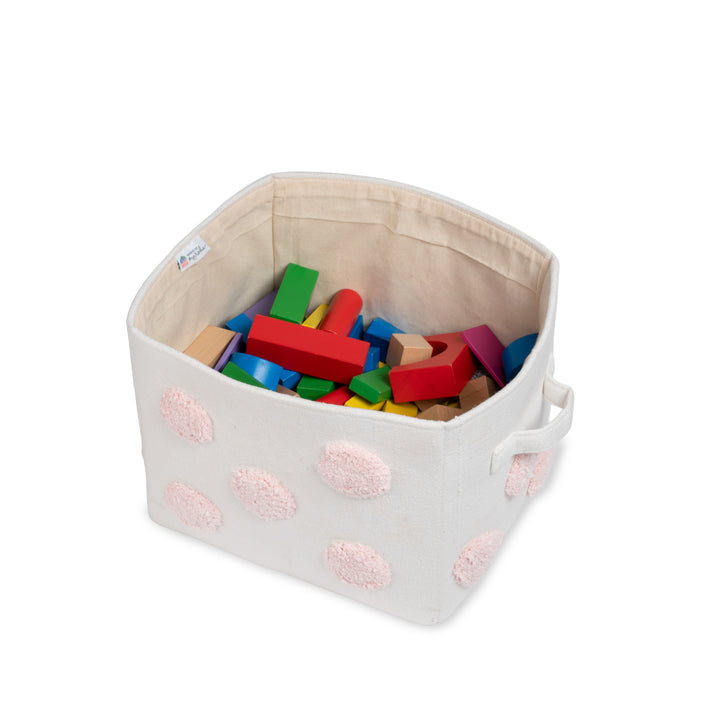 PomPom Medium Rectangular Pink Toy Storage Basket