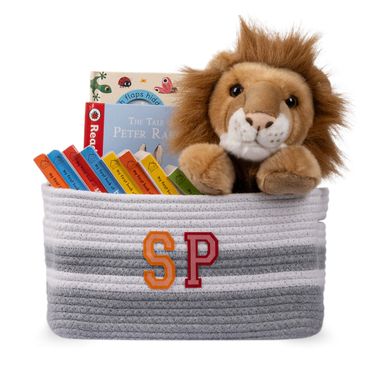 Cotton Rope 'Transport Trail' Small Rectangular Grey Toy Storage Basket