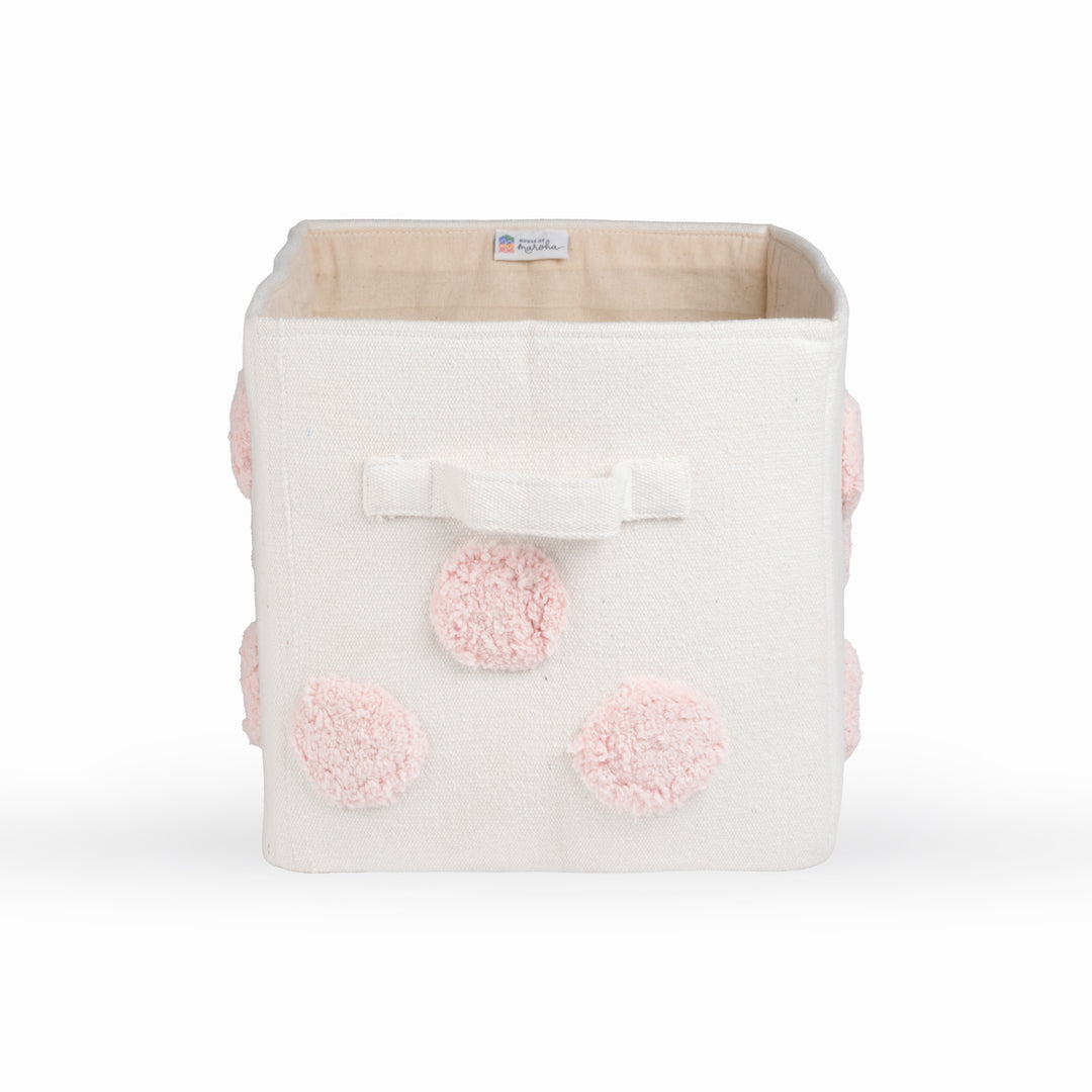 PomPom Medium Rectangular Pink Toy Storage Basket