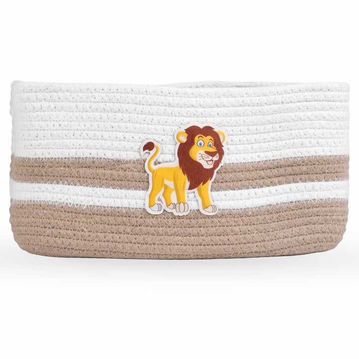Cotton Rope 'Animal Kingdom' Small Rectangular Beige Toy Storage Basket