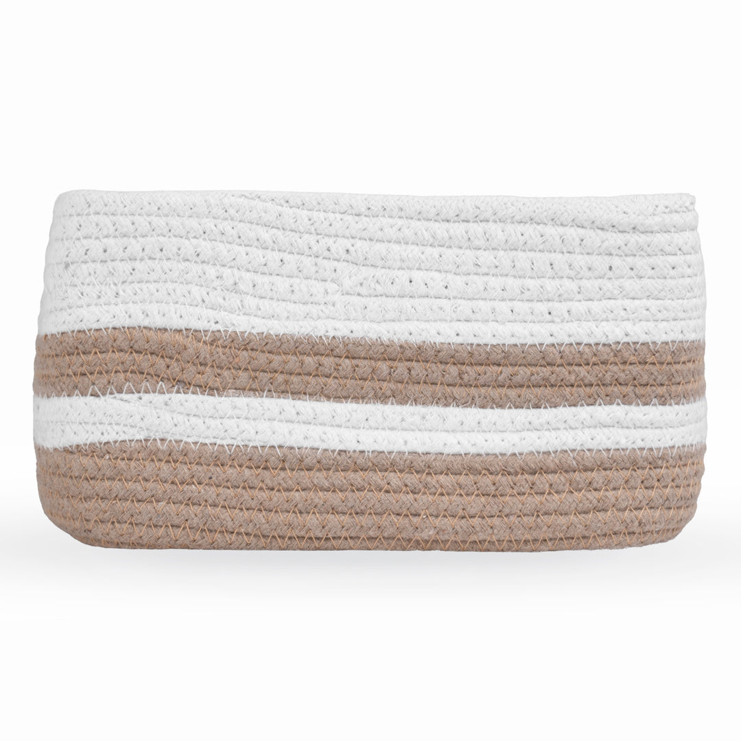 Cotton Rope 'Animal Kingdom' Small Rectangular Beige Toy Storage Basket