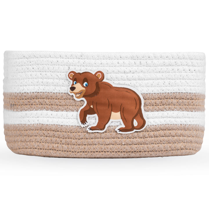 Cotton Rope 'Animal Kingdom' Extra-Small Rectangular Beige Toy Storage Basket