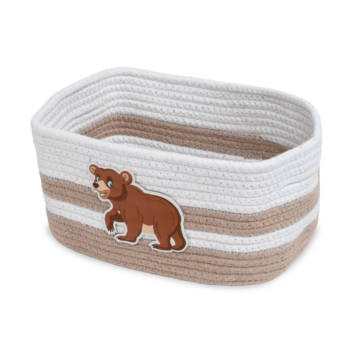 Cotton Rope 'Animal Kingdom' Extra-Small Rectangular Beige Toy Storage Basket