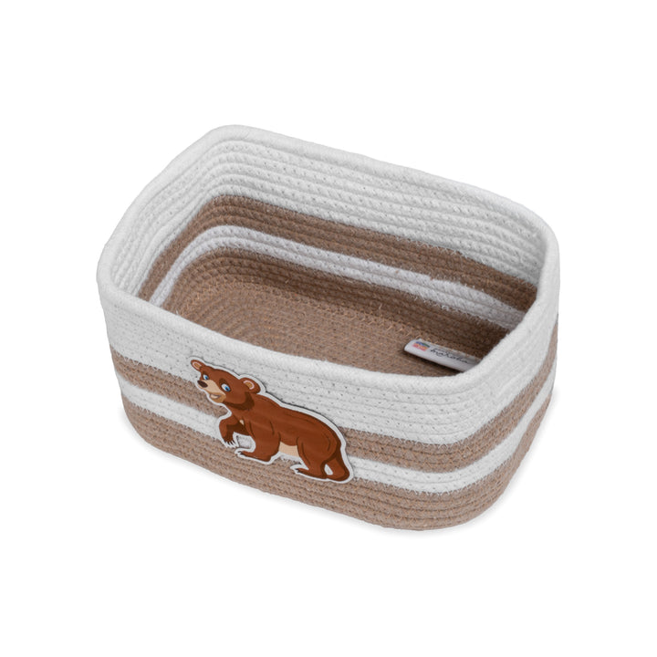 Cotton Rope 'Animal Kingdom' Extra-Small Rectangular Beige Toy Storage Basket
