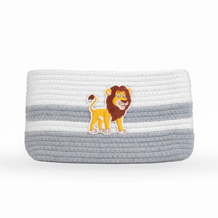 Cotton Rope 'Animal Kingdom' Small Rectangular Grey Toy Storage Basket