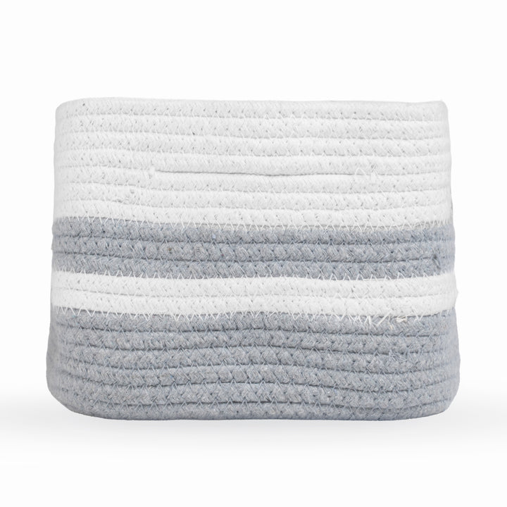 Cotton Rope 'Animal Kingdom' Small Rectangular Grey Toy Storage Basket