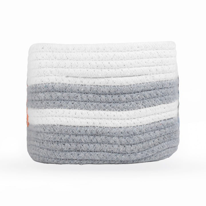 Cotton Rope 'Animal Kingdom' Extra-Small Rectangular Grey Toy Storage Basket