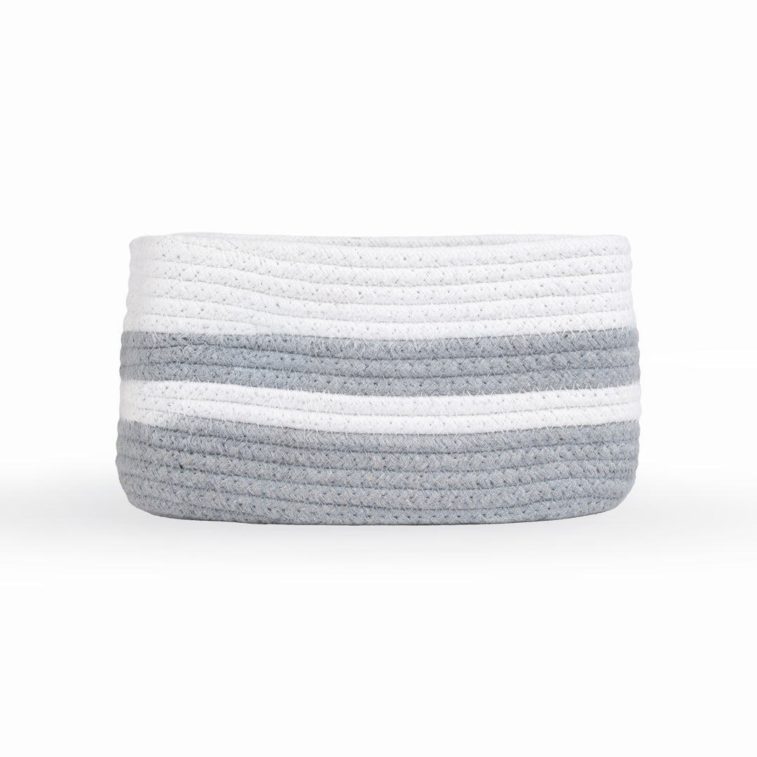 Cotton Rope 'Animal Kingdom' Extra-Small Rectangular Grey Toy Storage Basket