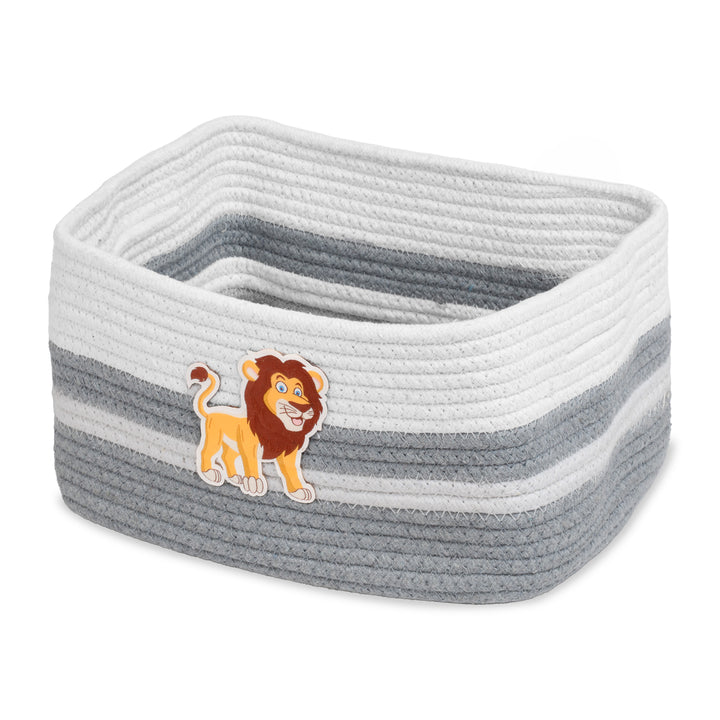 Cotton Rope 'Animal Kingdom' Small Rectangular Grey Toy Storage Basket