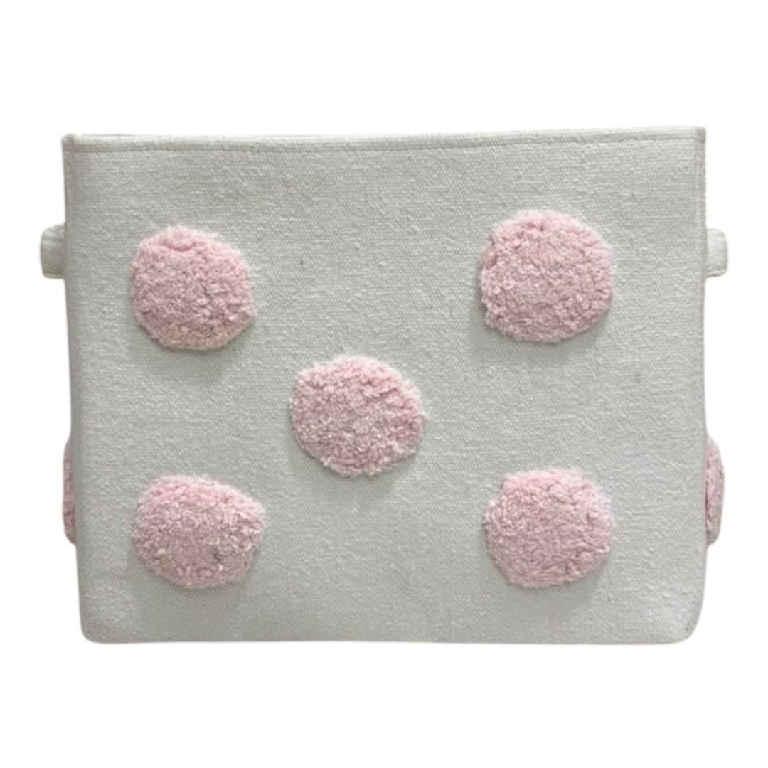 PomPom Medium Rectangular Pink Toy Storage Basket