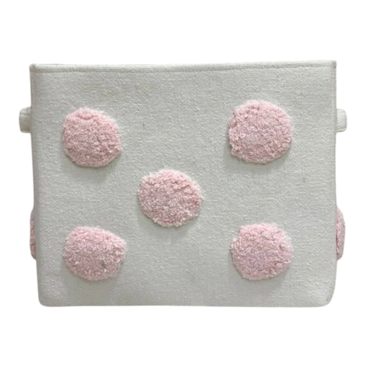 PomPom Medium Rectangular Pink Toy Storage Basket